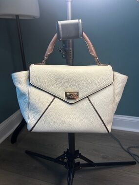 kate spade Cream Satchel with Brown Trim and Gold Hardware